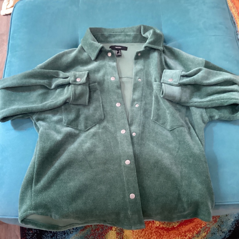 Forever 21 Teal Corduroy Shirt